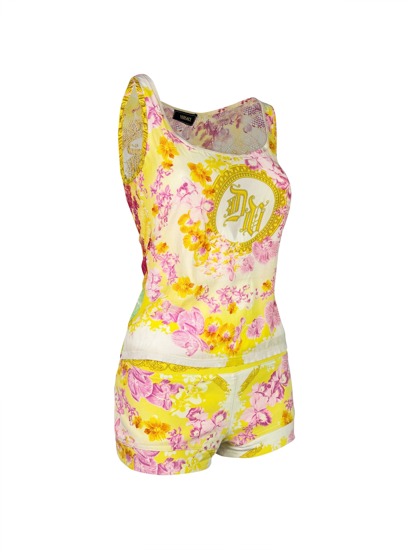 Versace Spring 2004 Orchid Print Short Set