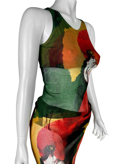 Jean-Paul Gaultier Spring 1996 Flamingo Print Mesh Set