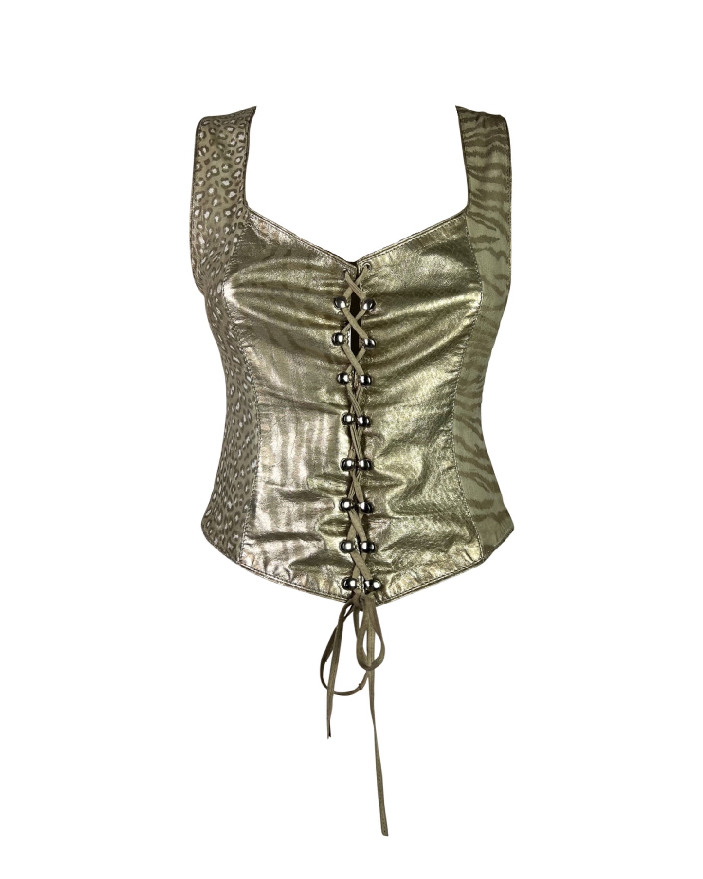 Roberto Cavalli Fall 1994 Leather Patchwork Top