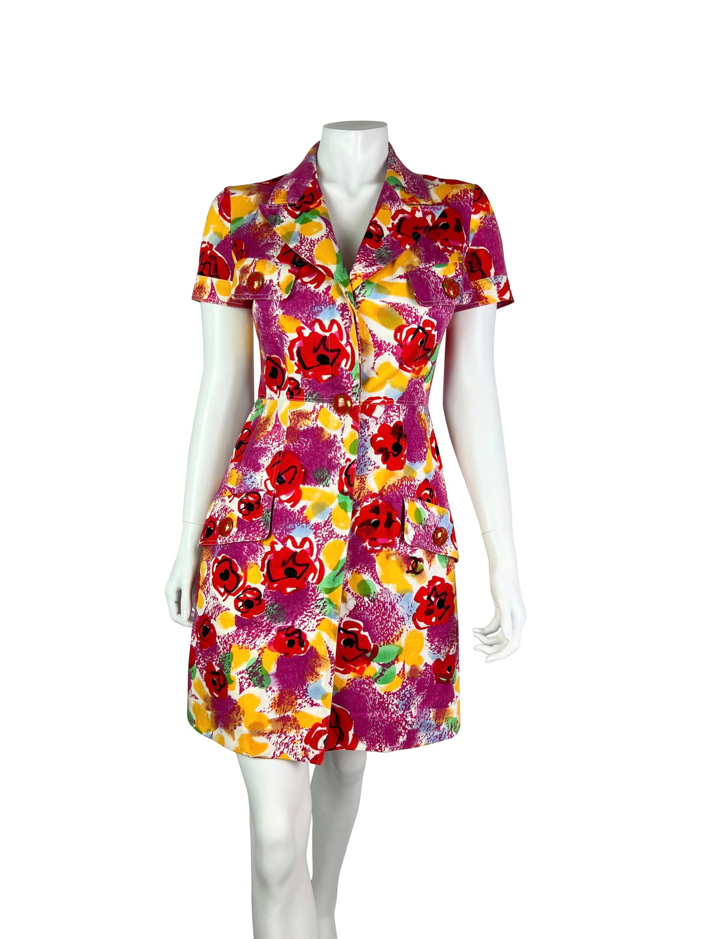 Chanel Spring 1997 Runway Camélia Cotton Dress