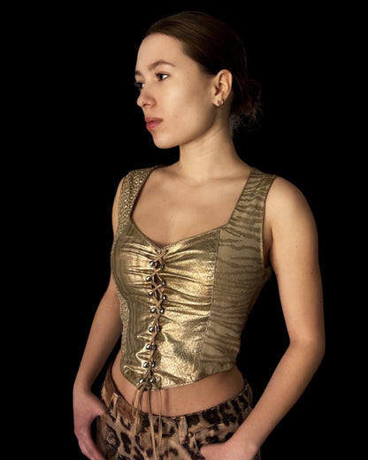 Roberto Cavalli Fall 1994 Leather Patchwork Top