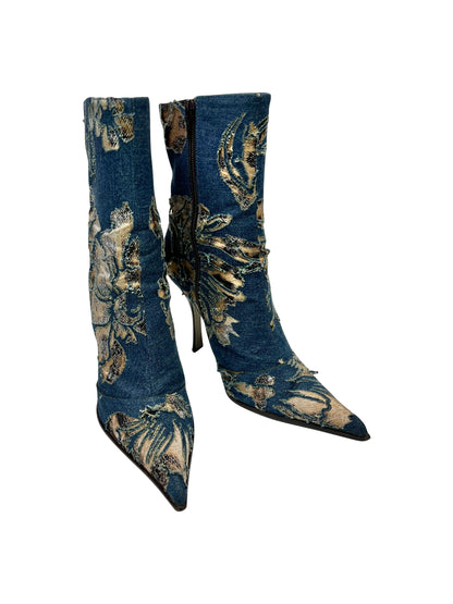 Roberto Cavalli Fall 2001 Denim Ankle Boots