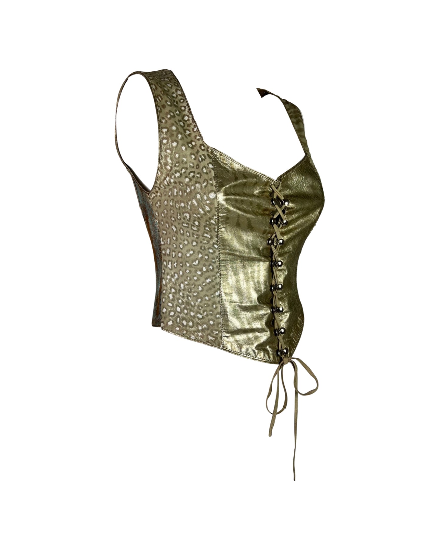 Roberto Cavalli Fall 1994 Leather Patchwork Top